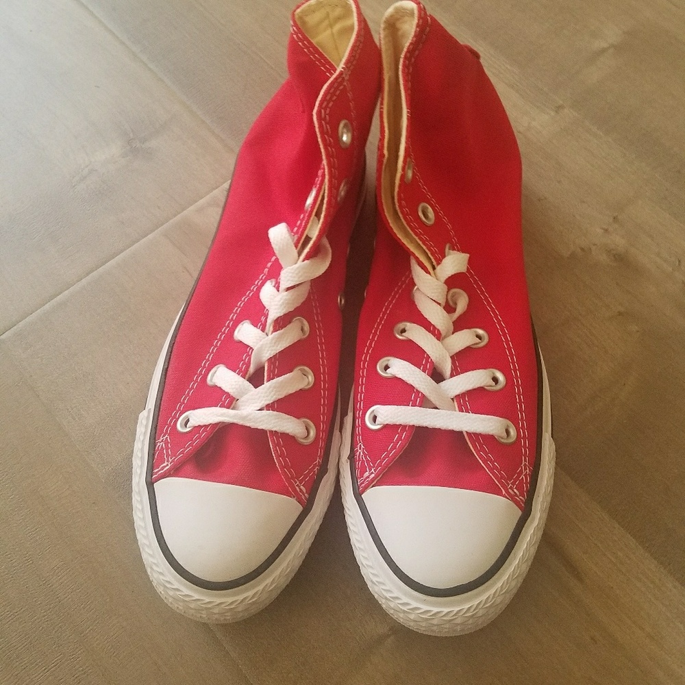 Brand new red high top converse